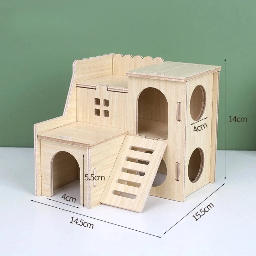Wooden Hamster Villa Seesaw Swing Climbing Cage Toy