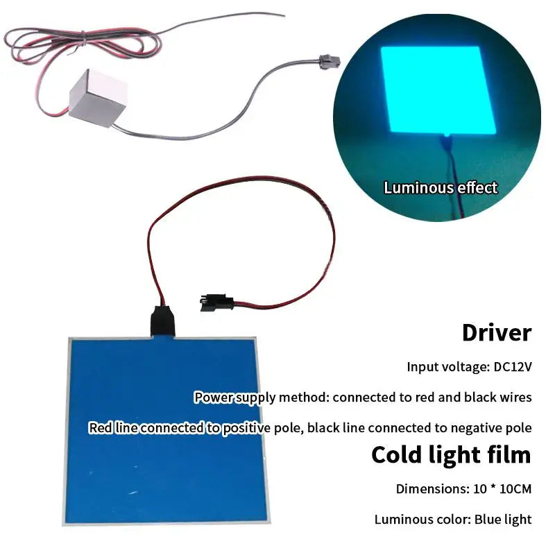 EL Flexible Electroluminescent Sheet 10x10cm Cuttable DIY 12V