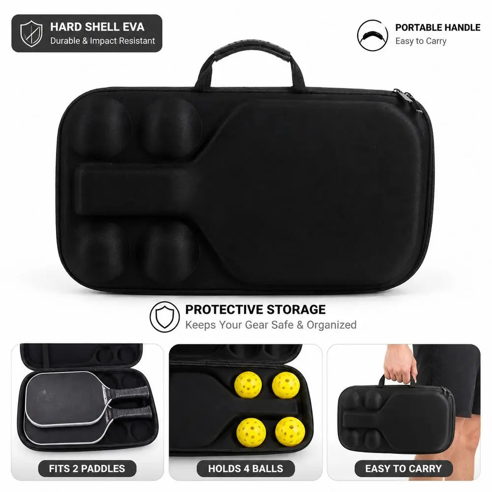 Hard Shell EVA Pickleball Paddle Bag – 2 Paddles & 4 Balls Pickleball Paddle Bag Nixie