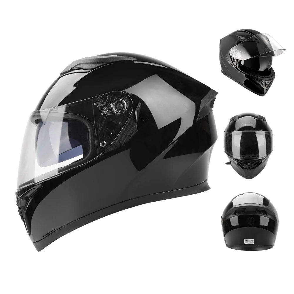 KEMITOUR Full Face Motorcycle Helmet ECE Certified – Black Full Face Helmet Nixie black M