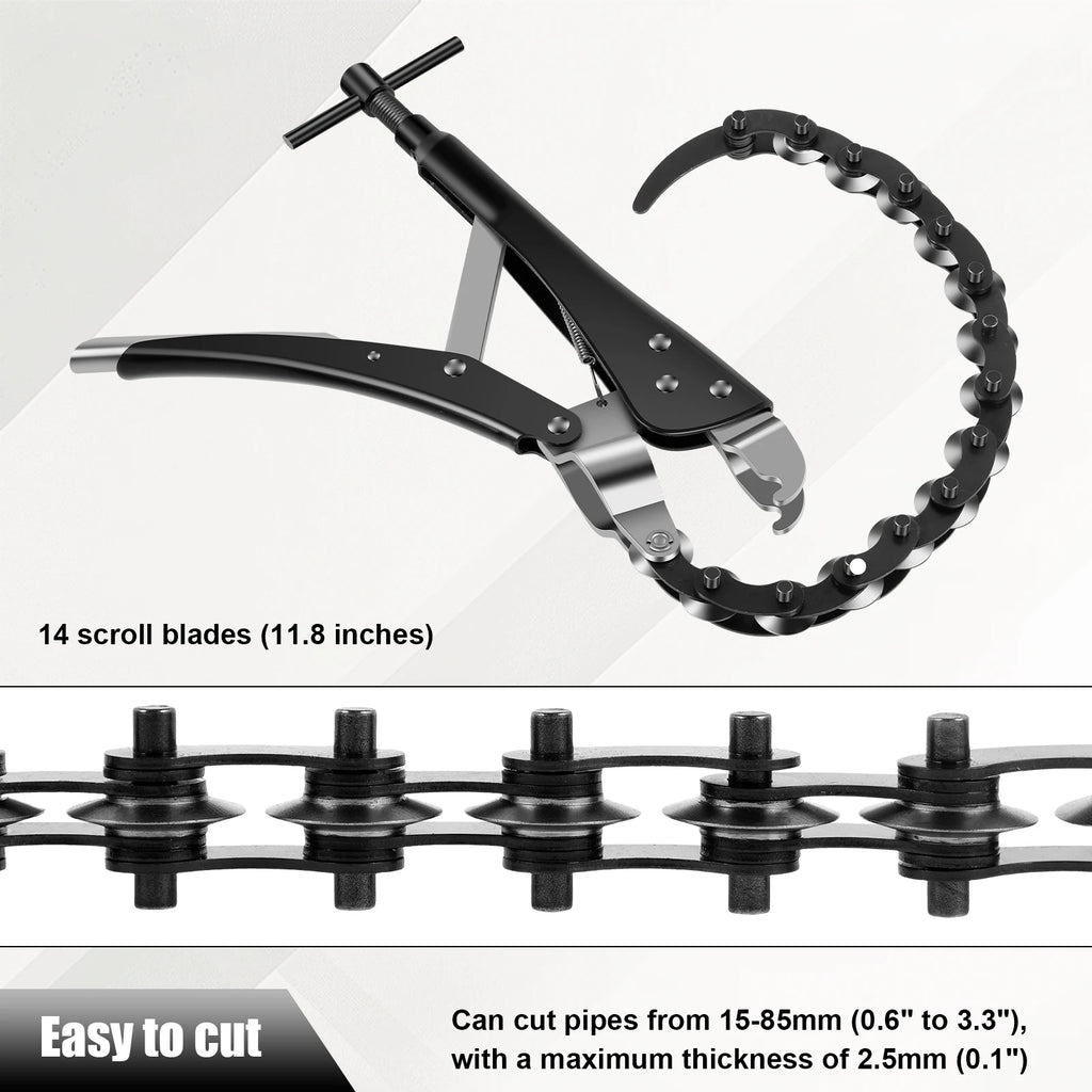 Exhaust Pipe Chain Cutter 0.6"–3.3" Carbon Steel Tailpipe Tool Pipe Chain Cutter Nixie