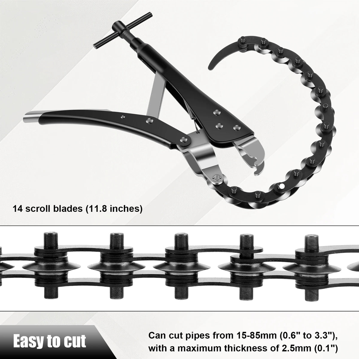 Exhaust Pipe Chain Cutter 0.6"–3.3" Carbon Steel Tailpipe Tool Pipe Chain Cutter Nixie