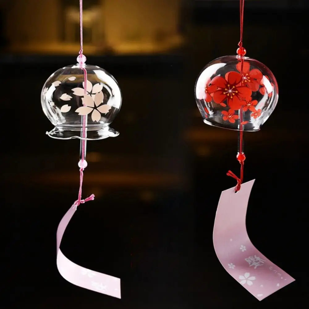 Handmade Glass Wind Chime Kawaii Japanese Style Painted Bell Glass Wind Chime Nixie