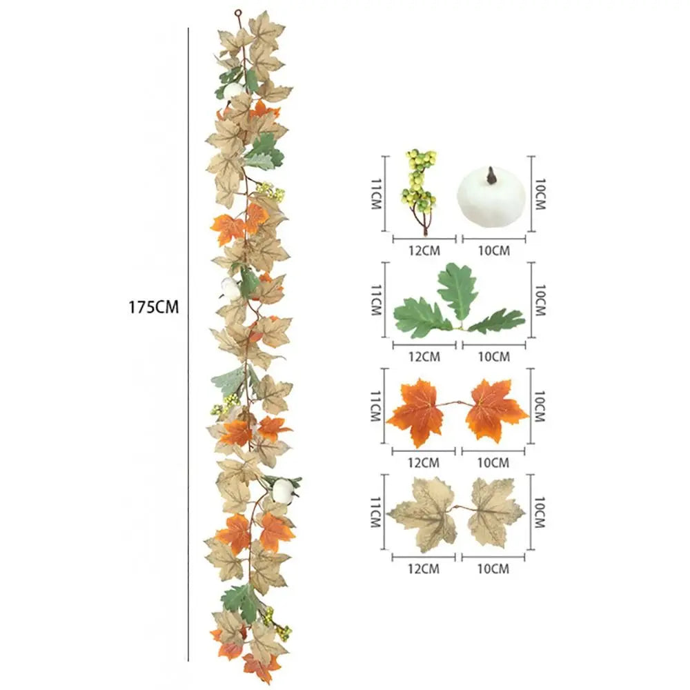 Autumn Artificial Maple Leaf & Pumpkin Garland – Fall Decor Artificial Fall Garland Nixie