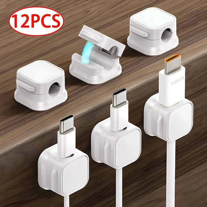 Magnetic Cable Clips Adhesive Cord Organizer 6-Pack