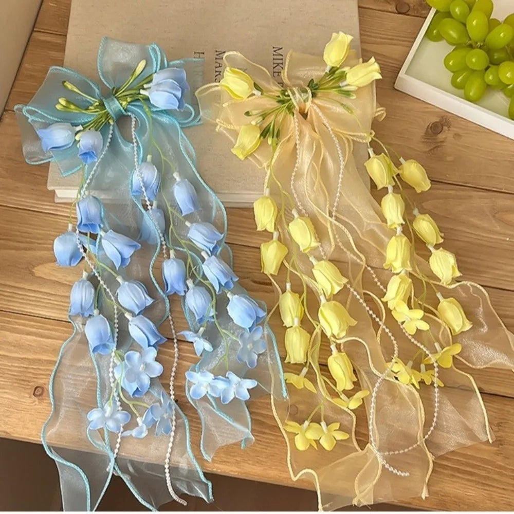 Large Bow Ribbon Hair Clip DIY Tassel Barrette for Girls Bow Hair Barrette Nixie
