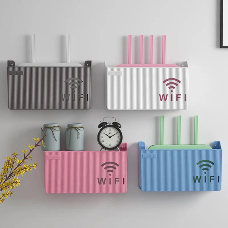 Wall Mounted WiFi Router Rack & Cable Management Storage Box Router Storage Rack Nixie