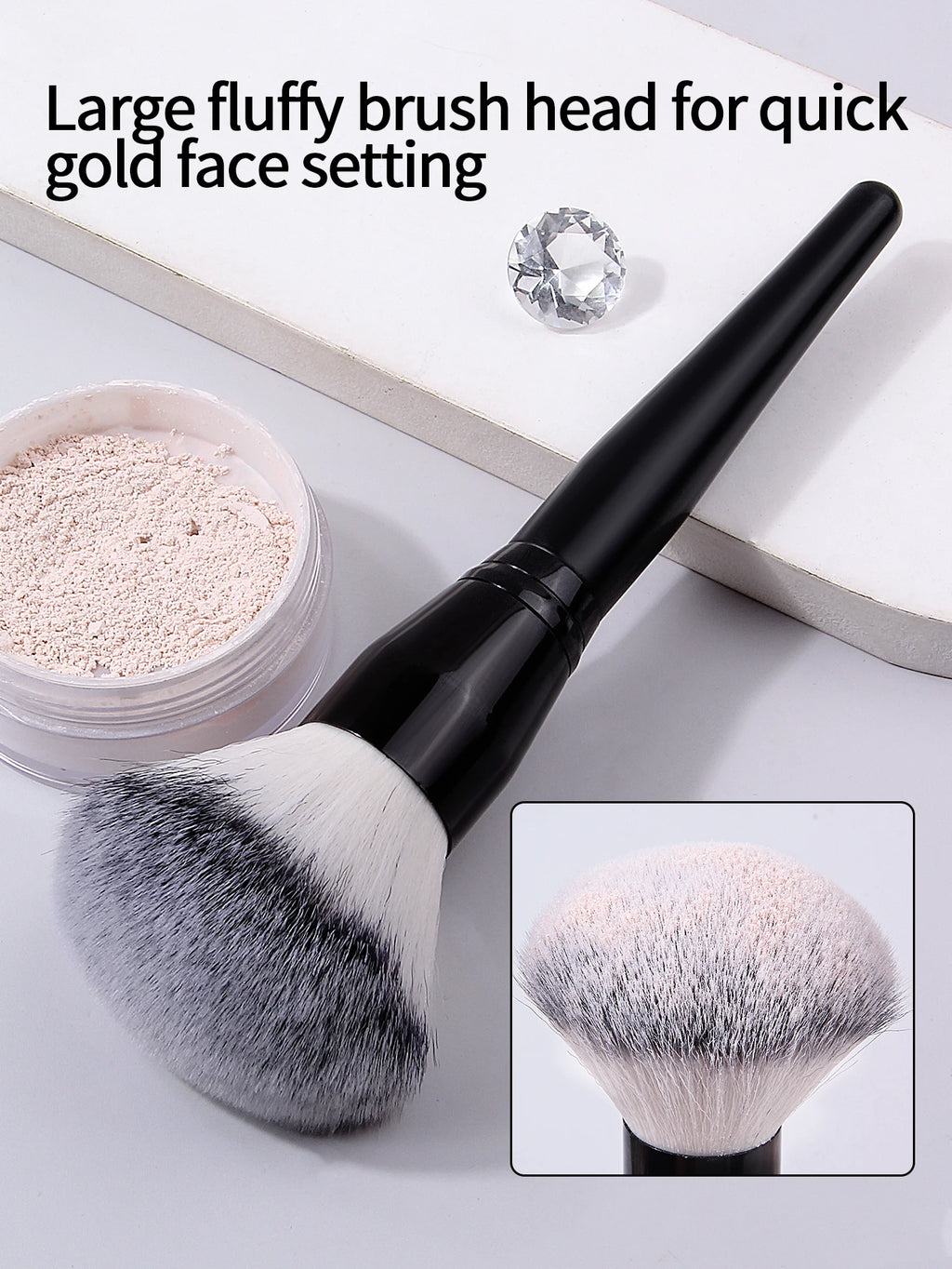 Nixie Soft Fluffy Powder & Blush Brush – Wood Handle Makeup Brush Nixie