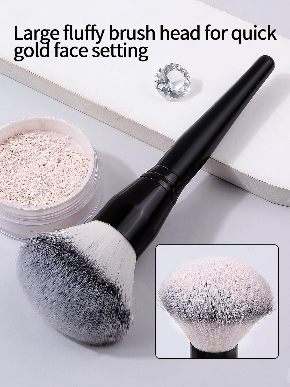 Nixie Soft Fluffy Powder & Blush Brush – Wood Handle Makeup Brush Nixie