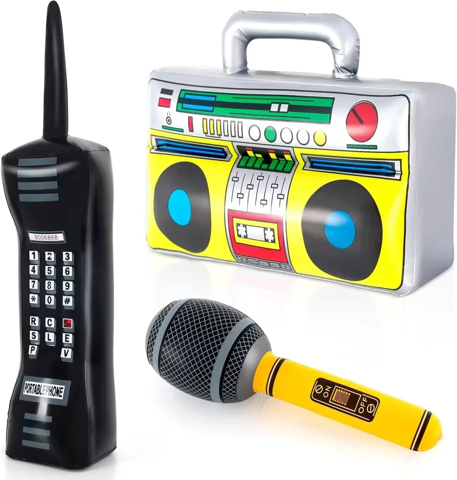 80s 90s Party Inflatable Boombox, Retro Phone & Gold Chains Inflatable Party Props Nixie
