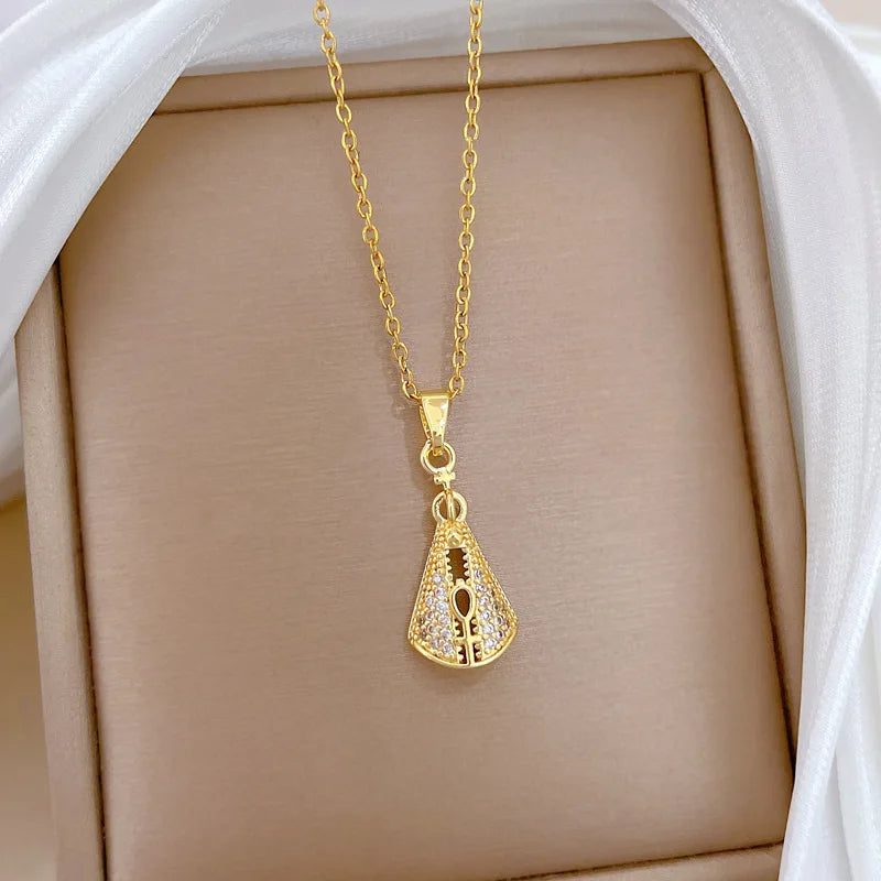 Geometric Pendant Necklace Gold Stainless Steel Clavicle Chain Pendant Necklace Nixie