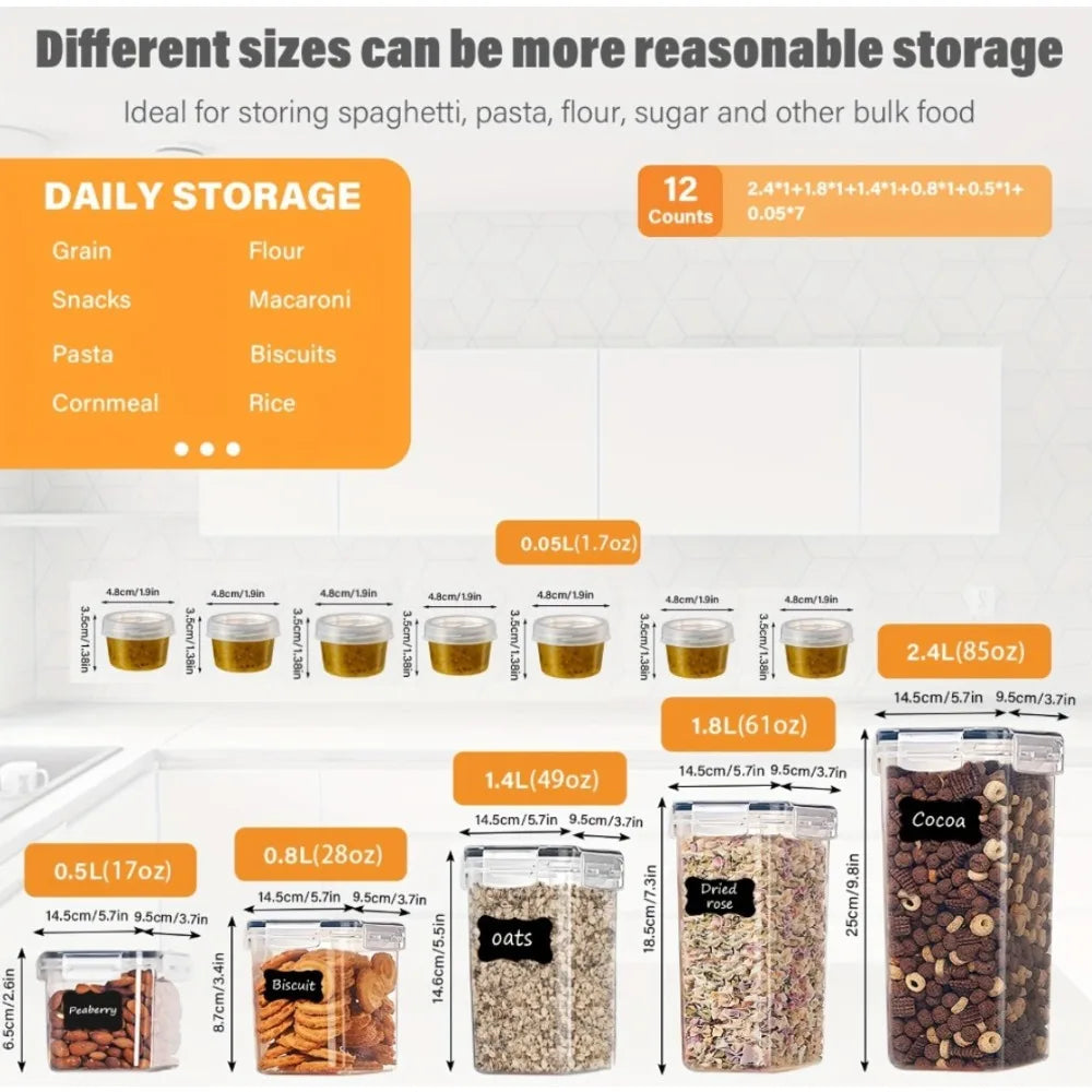 12-Piece Food Storage Containers with Lids | Pantry Organizers Food Storage Containers Nixie 12PCS