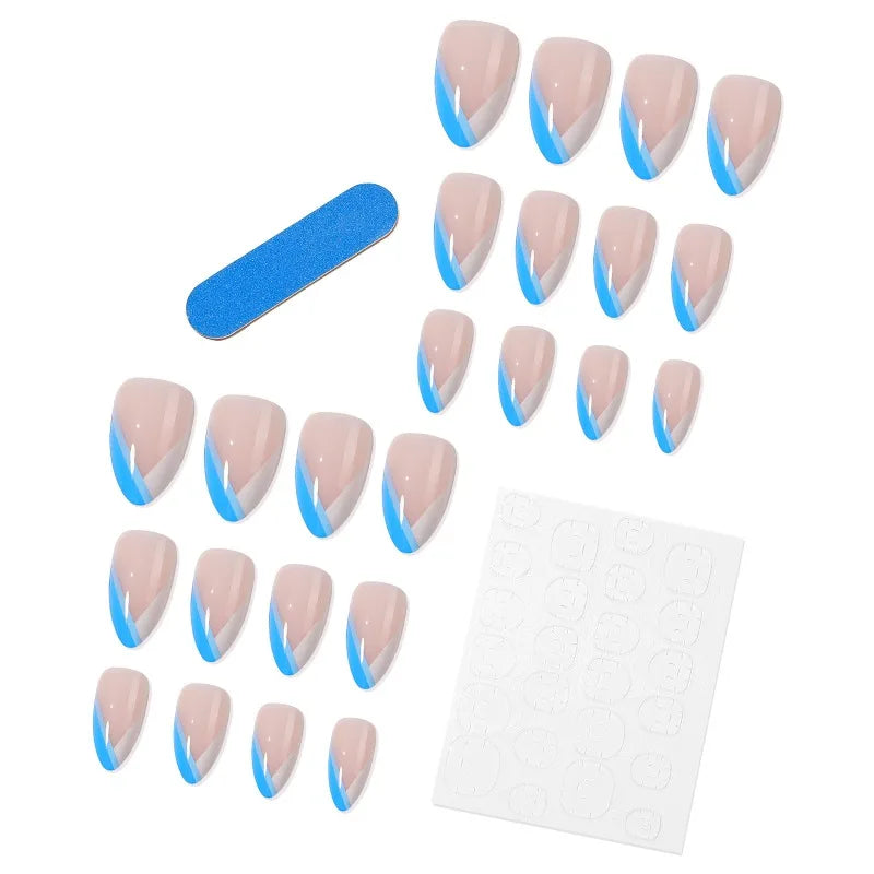 24PCS Purple French Tip Press On Nails – Hypoallergenic Zinc Alloy