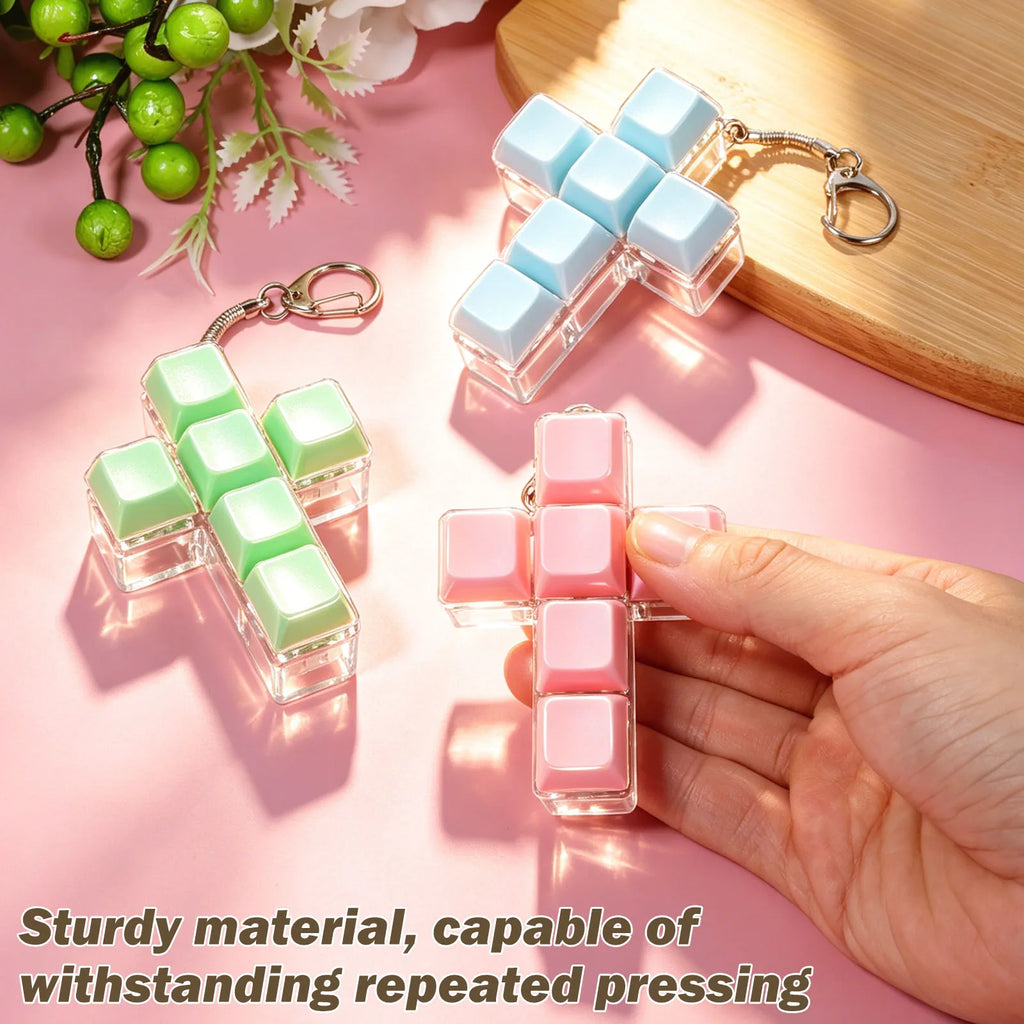 Cross Keyboard Clicker Fidget Keychain Toy 3-Pack for Adults