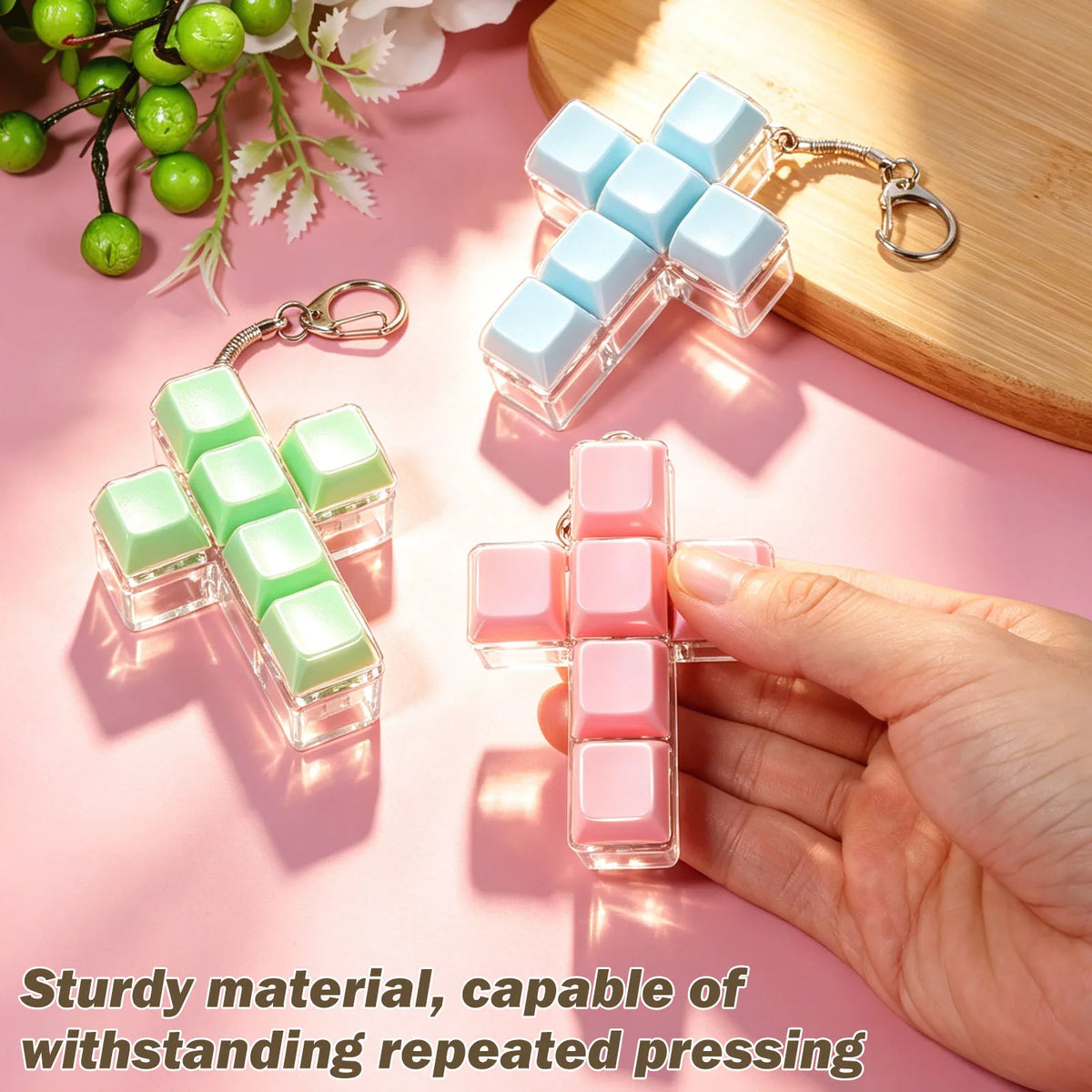 Cross Keyboard Clicker Fidget Keychain Toy 3-Pack for Adults