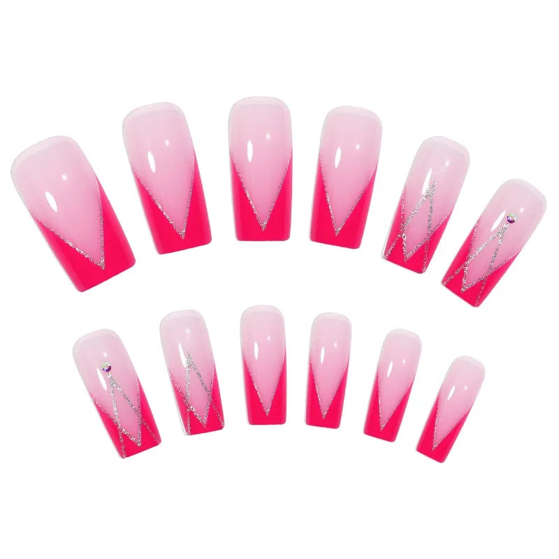 French Press On Nails with Rhinestones – 24 Pcs | Nixie Press On Nails Nixie
