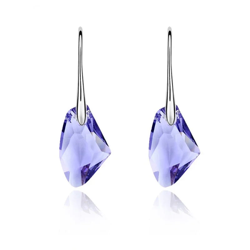 Women's Silver Crystal Teardrop Hook Drop Earrings | Gift