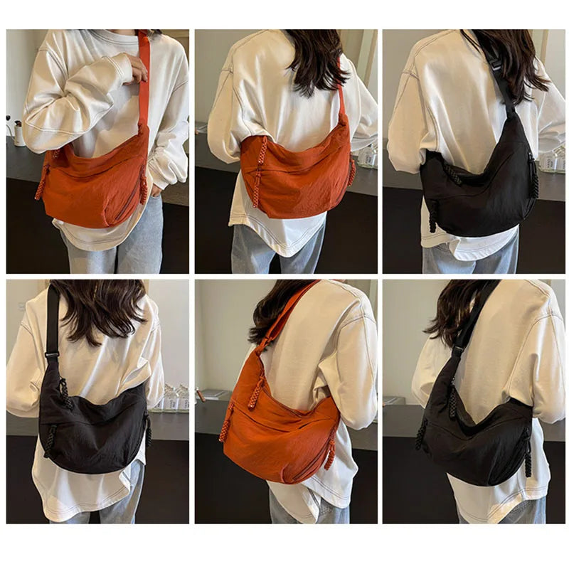 Nixie Crescent Crossbody Bag – Large Waterproof Nylon Hobo Bag Crossbody Shoulder Bag Nixie