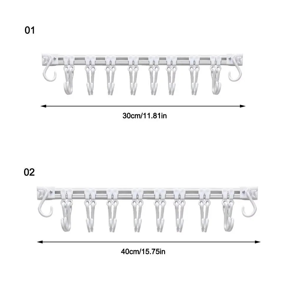No-Drill Adhesive Sliding Hook Rail Cabinet Organizer