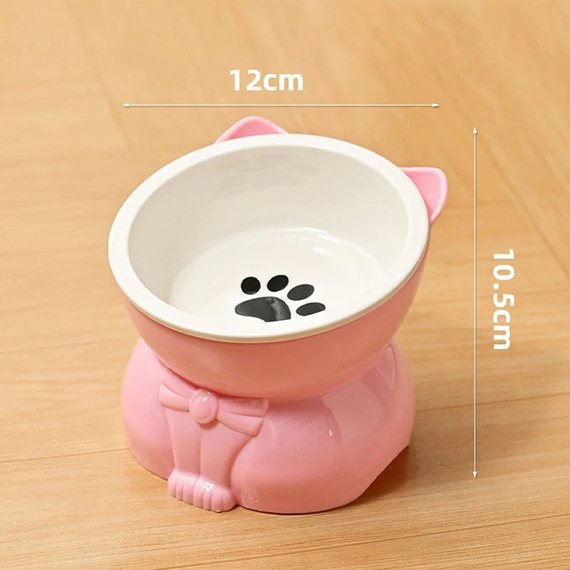 Ceramic Elevated Tilted Pet Bowl – Non-Slip Cat & Dog Dish Elevated Pet Bowl Nixie Pink