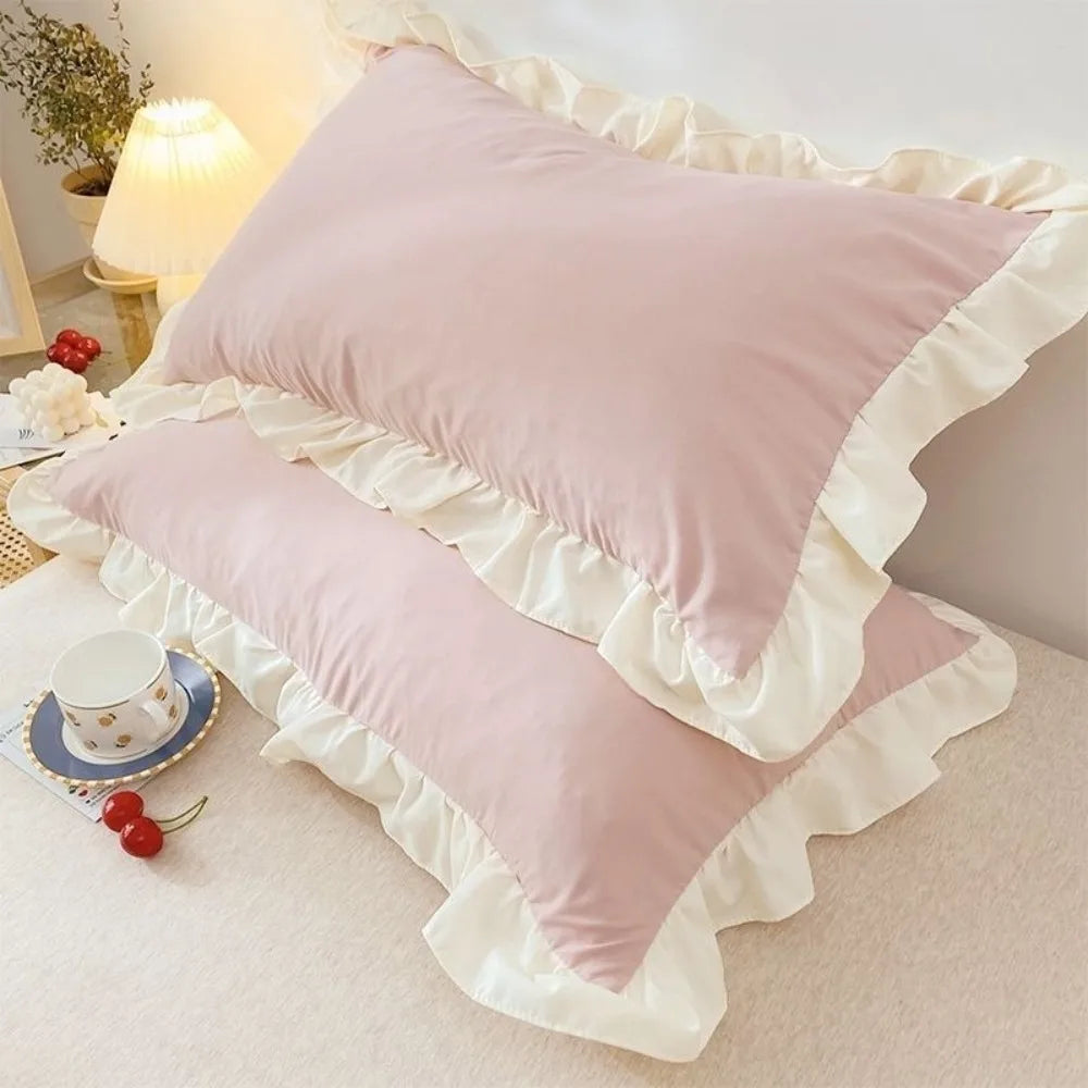 Korean Princess Ruffle Pillowcase – Stain-Resistant, 4 Sizes Ruffle Pillowcase Nixie
