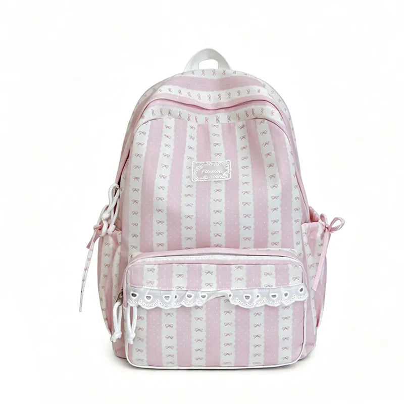 Striped Girls Backpack – Nylon School & Daily Commute Bag Casual Backpack Nixie