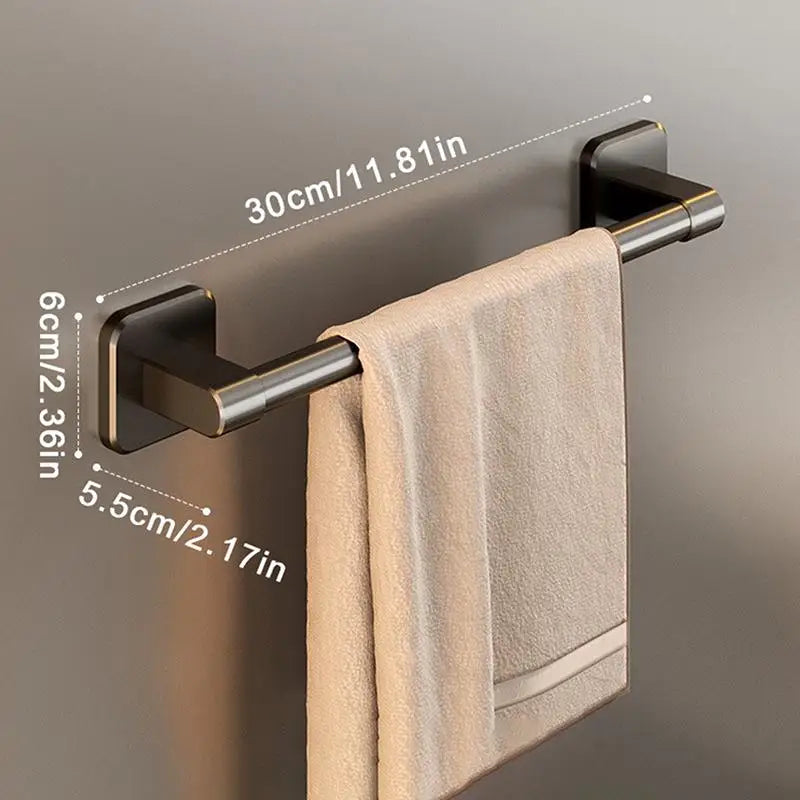 Self-Adhesive No-Drill Wall Towel Rack – Dual-Layer Matte Black Wall Towel Rack Nixie XS