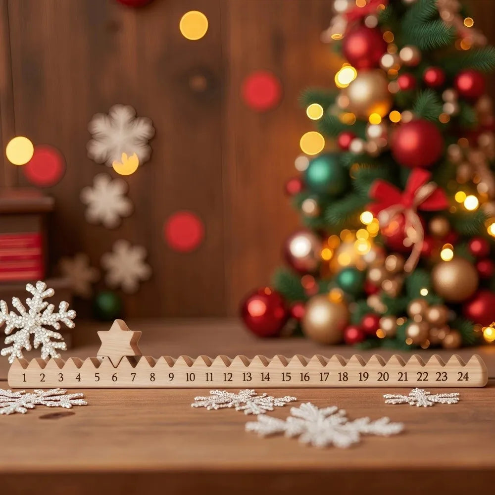 Wooden Christmas Advent Countdown Calendar Stair Decoration