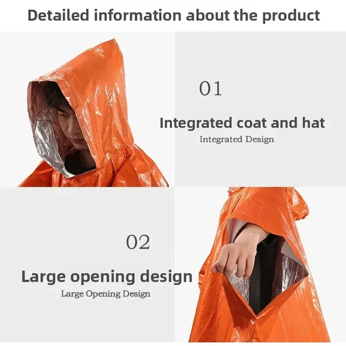 2-in-1 Emergency Rain Poncho & Thermal Survival Blanket Emergency Rain Poncho Nixie