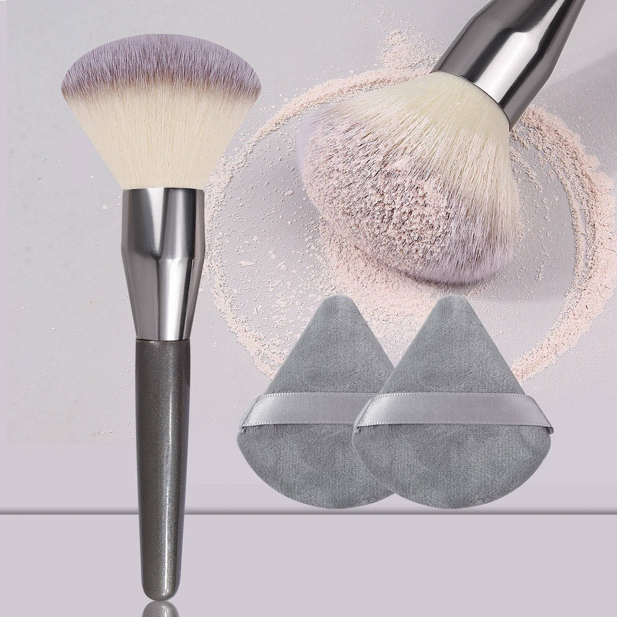 Extra-Large Powder Blush Brush + 2 Triangular Puffs – Nixie