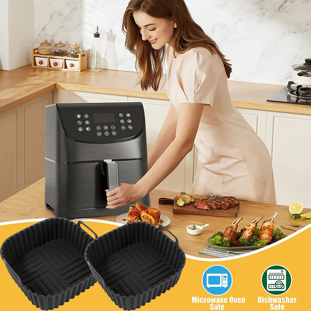 Reusable Silicone Air Fryer Liner – Square, 4–7 Qt | Nixie Silicone Air Fryer Liner Nixie
