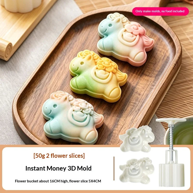 50g Horse Shape Mooncake Mold – Food-Grade ABS Baking Mould Pastry Baking Mold Nixie