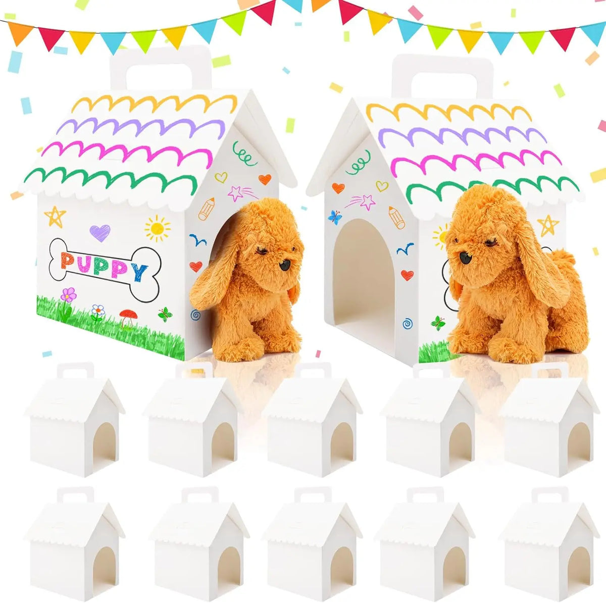 10Pcs Dog House Party Favor Boxes – DIY Foldable Gift Set Party Favor Boxes Nixie