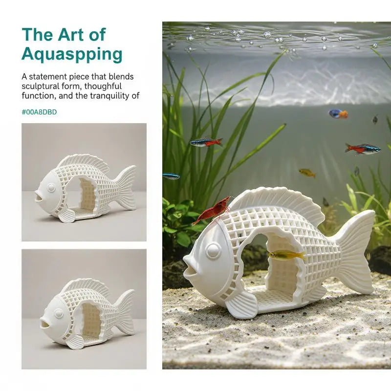 3D Printed Aquarium Hideout Cave – Non-Toxic PLA Fish Tank Ornament Aquarium Hideout Ornament Nixie