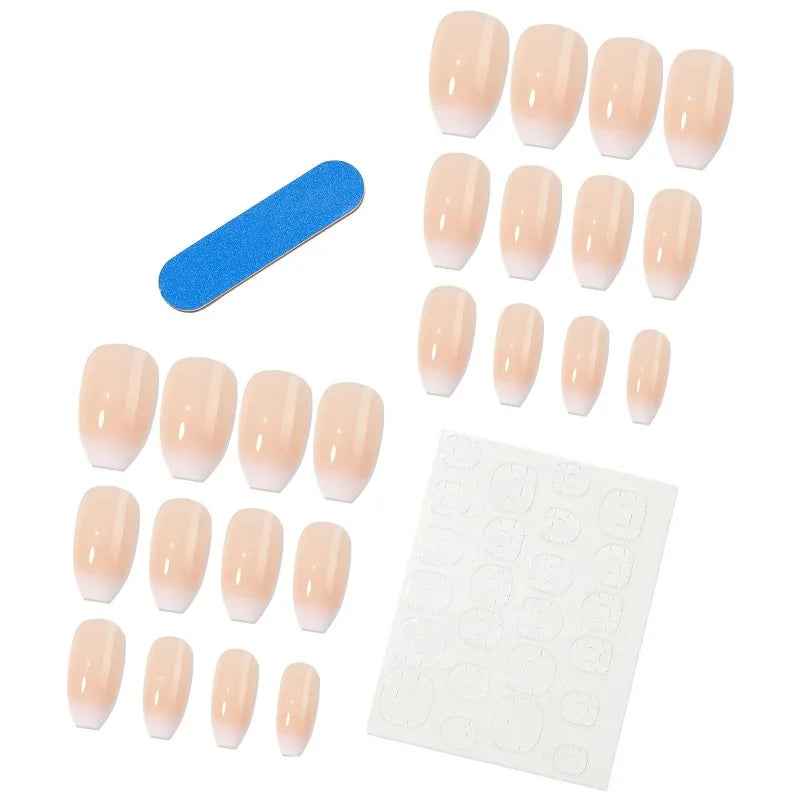 French Ombré Press-On Nails with Rhinestones, L Size 24Pcs – Nixie Press-On Nails Nixie