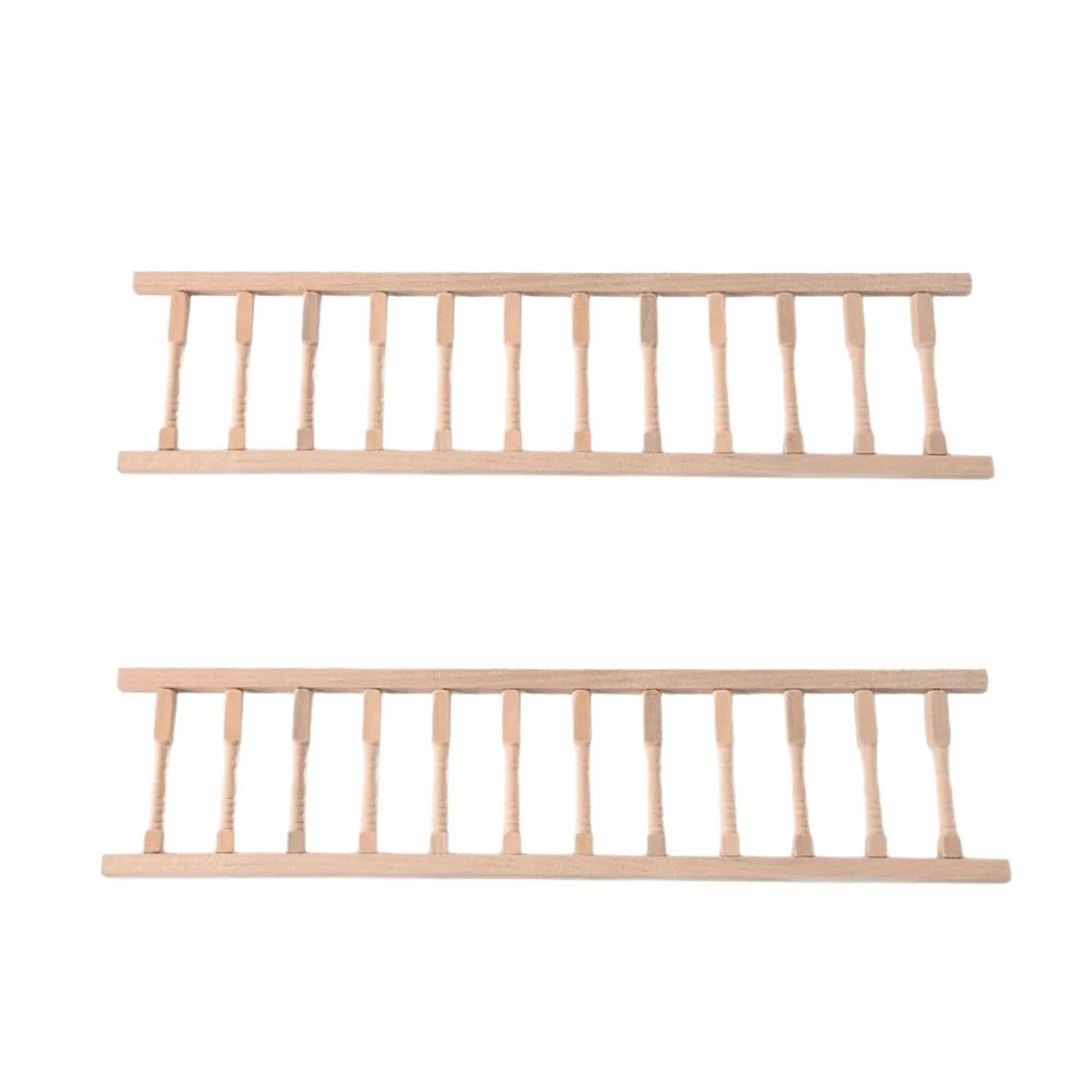 2pcs Birch Wood Dollhouse Railing 1:12 Scale Balustrade Kit Dollhouse Railing Kit Nixie Wood