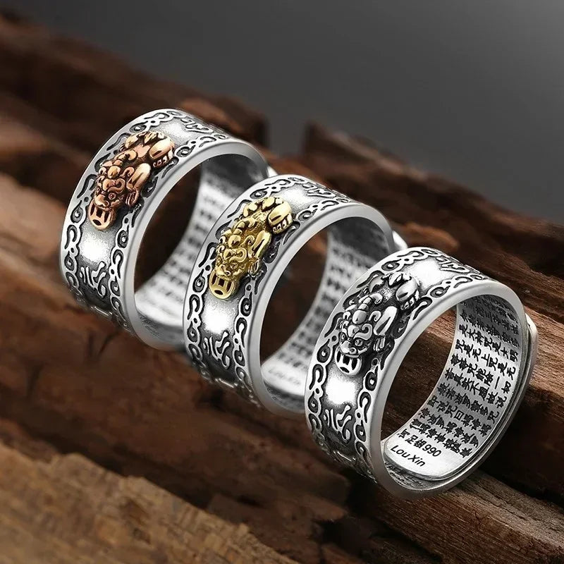 Pixiu Feng Shui Statement Ring – Vintage Lucky Ring for Men Fashion Statement Ring Nixie