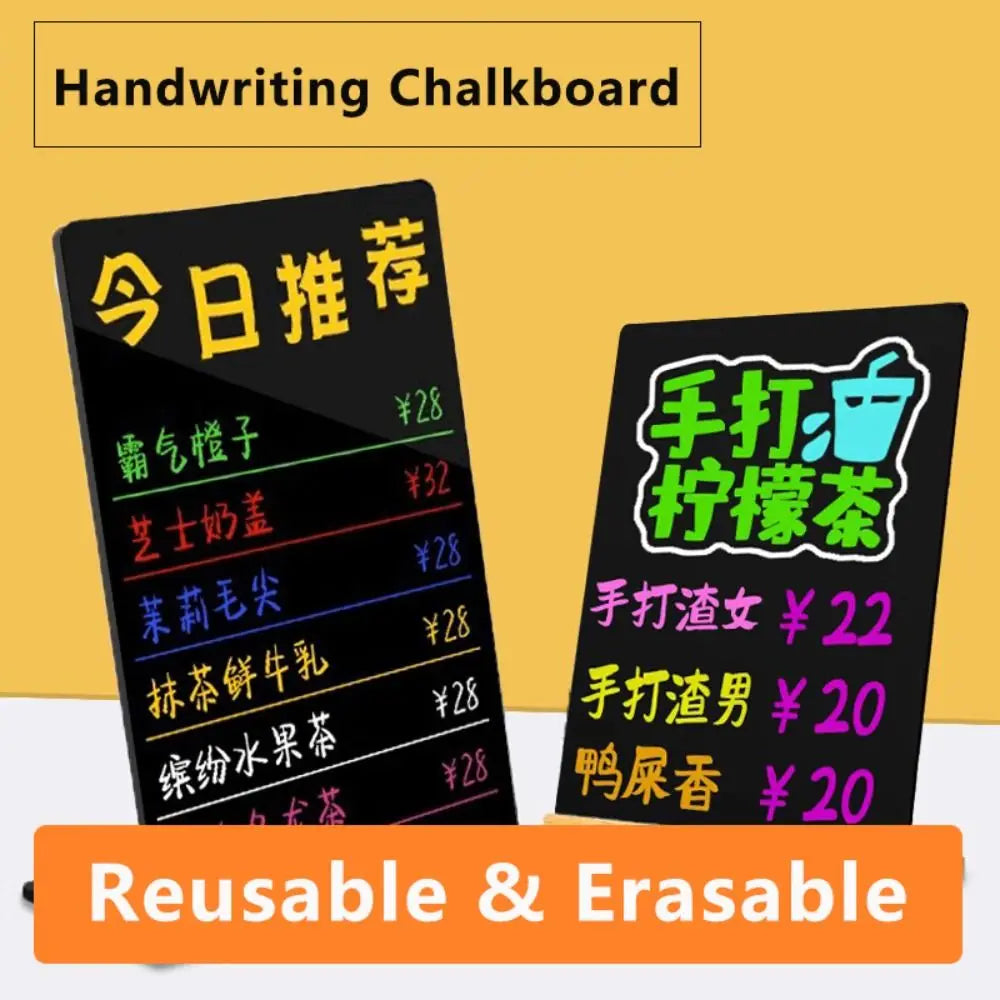 Acrylic Freestanding Chalkboard A3–A6 Reusable Tabletop Sign Tabletop Chalkboard Sign Nixie