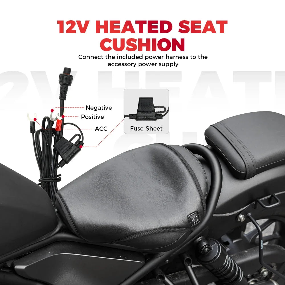 KEMITOUR 12V Motorcycle Heated Seat Cushion – Universal ATV Winter Heated Seat Cushion Nixie
