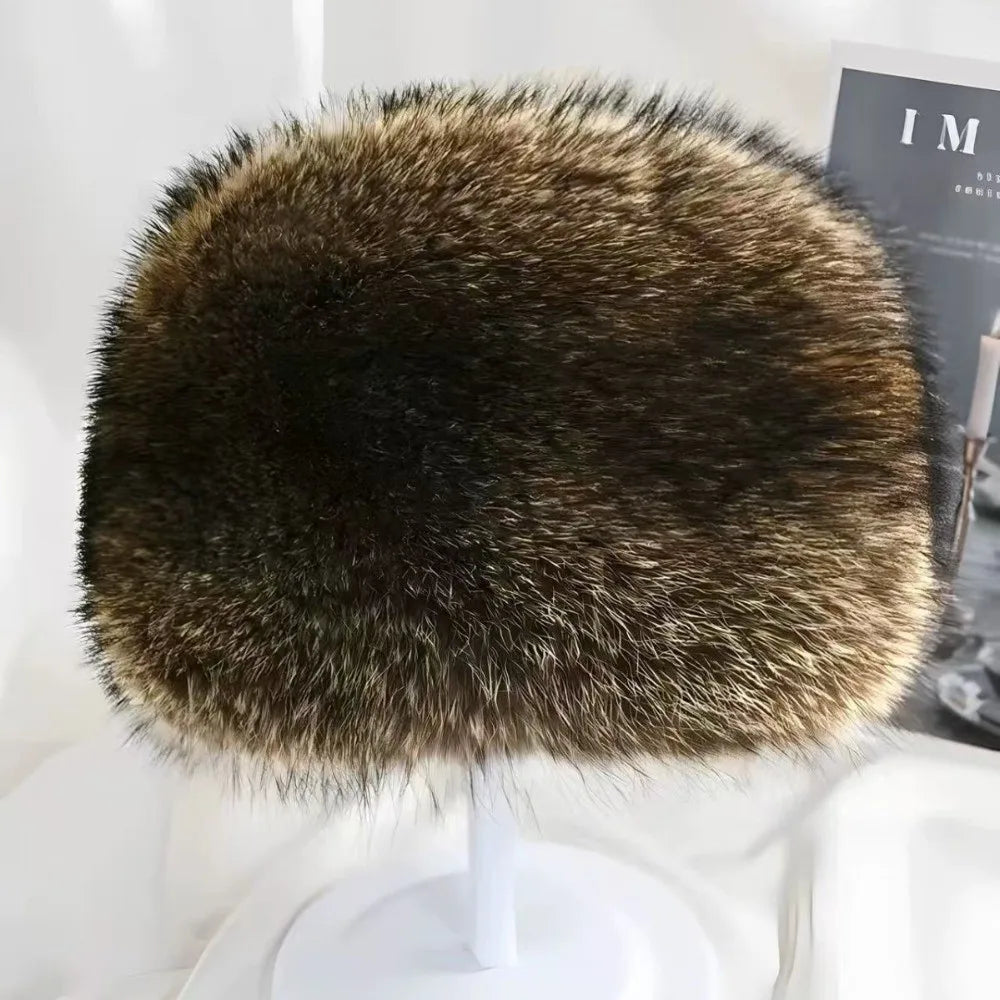 Faux Fur Raccoon Tail Winter Hat – Windproof Ear Protection Cap Faux Fur Winter Hat Nixie