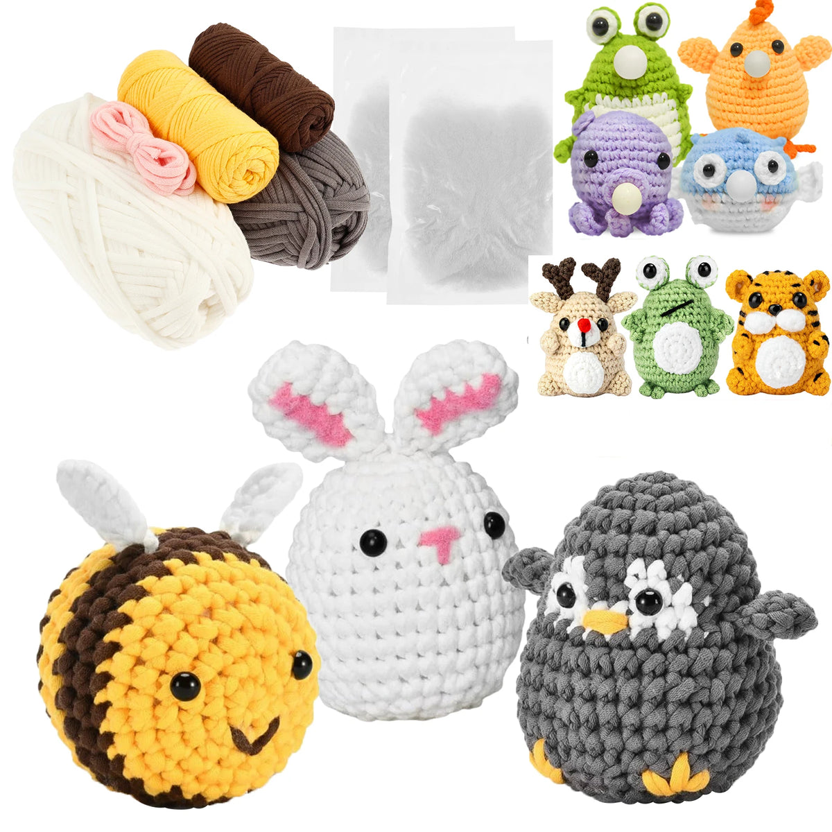 Cute Animal Crochet Kit for Beginners – DIY Wool Yarn Craft Set Crochet Starter Kit Nixie