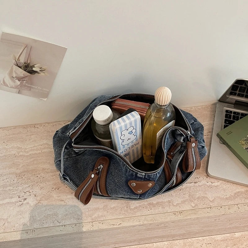 Y2K Denim Shoulder Bag Large Tote Commuter Handbag | Nixie Shoulder Tote Handbag Nixie