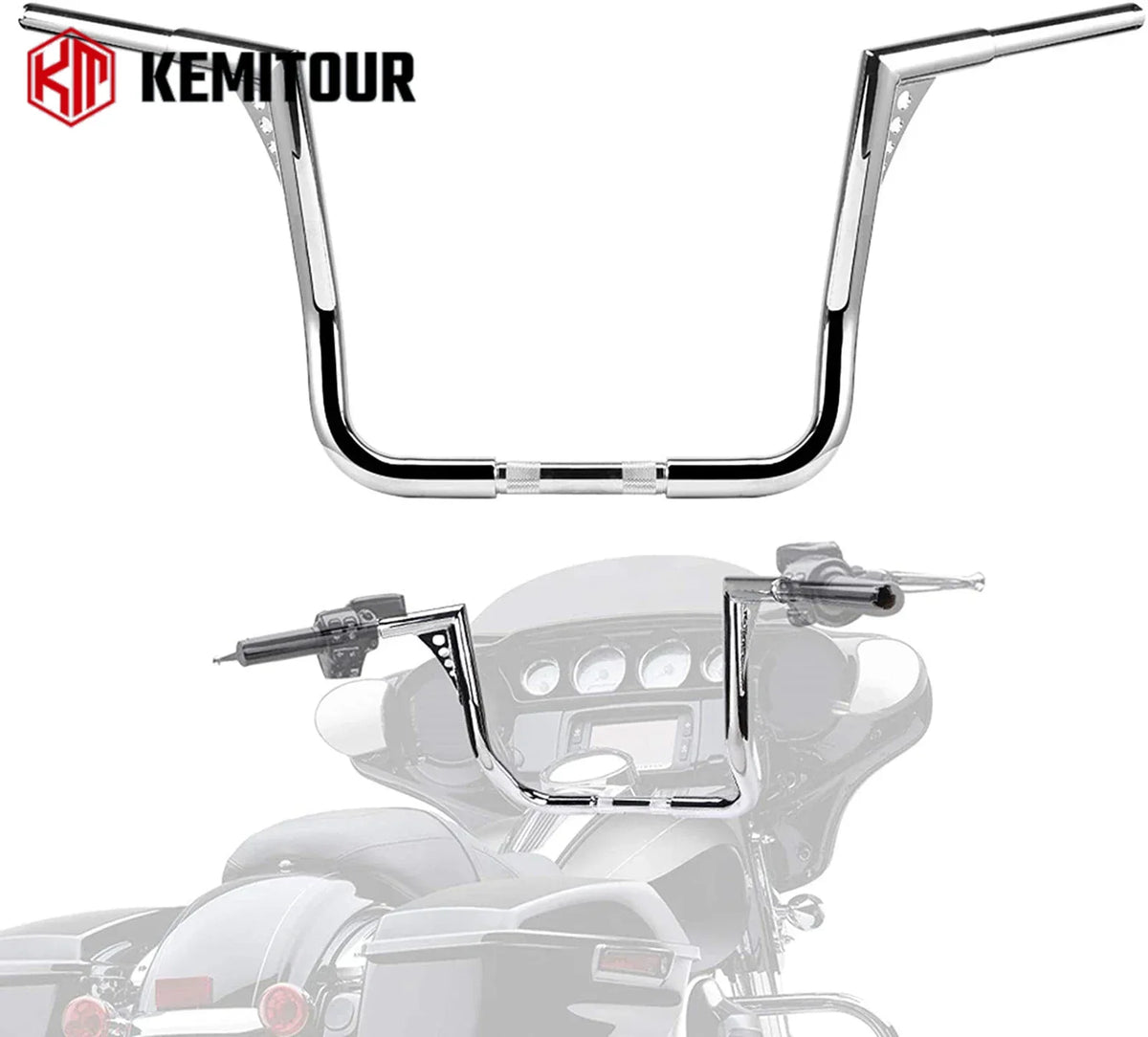 Ape Hanger Handlebar 12/14/16" 1-1/4" Fat Bar Harley Touring Motorcycle Handlebar Nixie