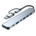 7-in-2 USB Hub Docking Station – USB-C, 3.0 & TF Card Reader USB Hub Docking Station Nixie grey