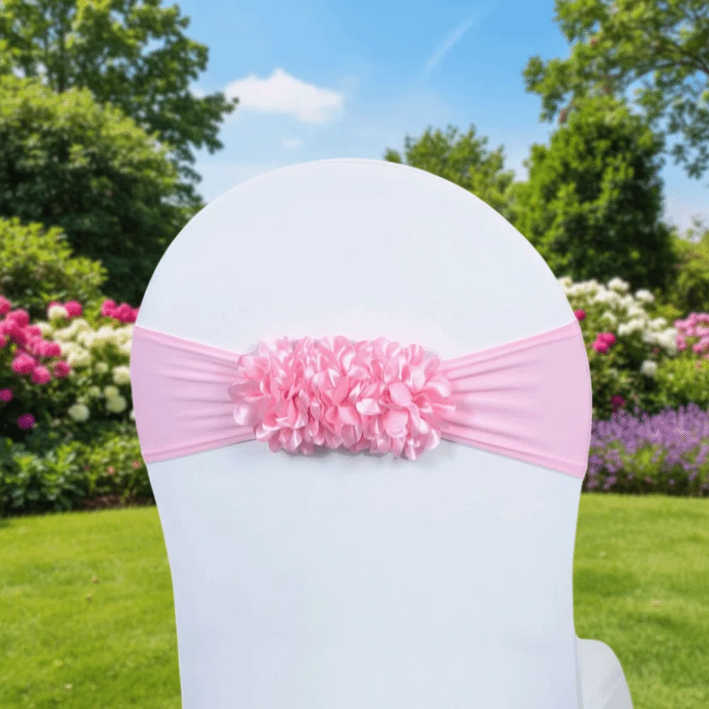 Gauze Flower Knot Wedding Chair Cover Sash – Satin Slipcover Chair Cover Sash Nixie