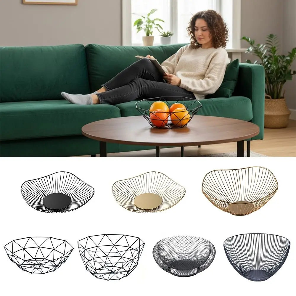 Black Gold Iron Fruit Basket – Multi-Size Kitchen Storage