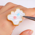 Resin Amber Butterfly Nail Art Palette Ring – Color Mixing Tool Nail Art Palette Nixie WHITE