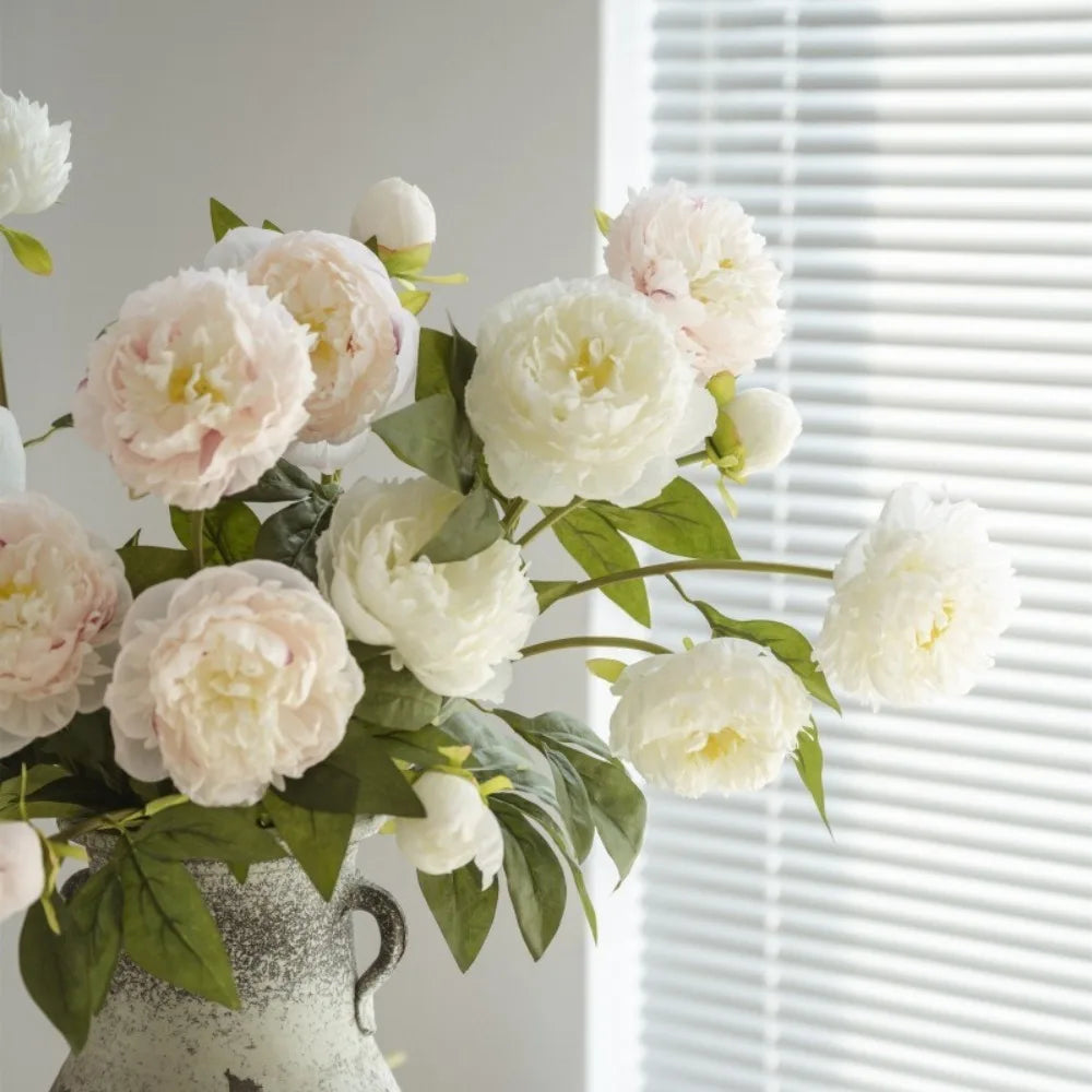 75CM Artificial Peony Silk Flowers 3-Head Long Stem Bouquet Artificial Silk Flowers Nixie