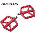 BUCKLOS Flat Bike Pedals DU Bearing MTB BMX Anti-Slip Platform Flat Bike Pedals Nixie Red