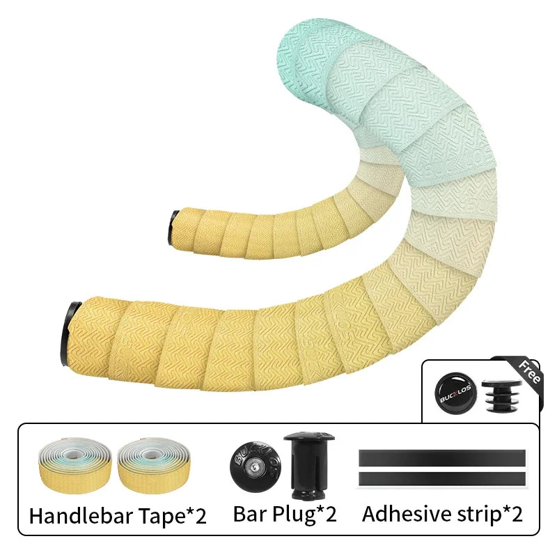 BUCKLOS Bike Handlebar Tape – Non-Slip Road & Gravel Bar Wrap Bicycle Handlebar Tape Nixie YELLOW-BIANCHI
